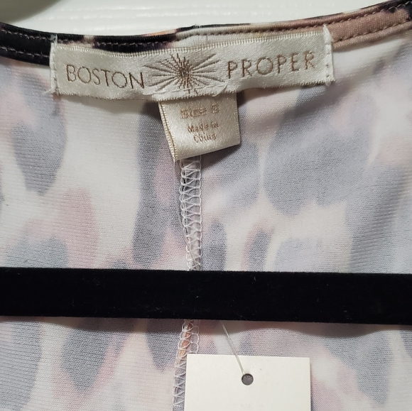 Boston Proper sleeveless v neck hi low handkerchief cut in front animal print S - Picture 3 of 14